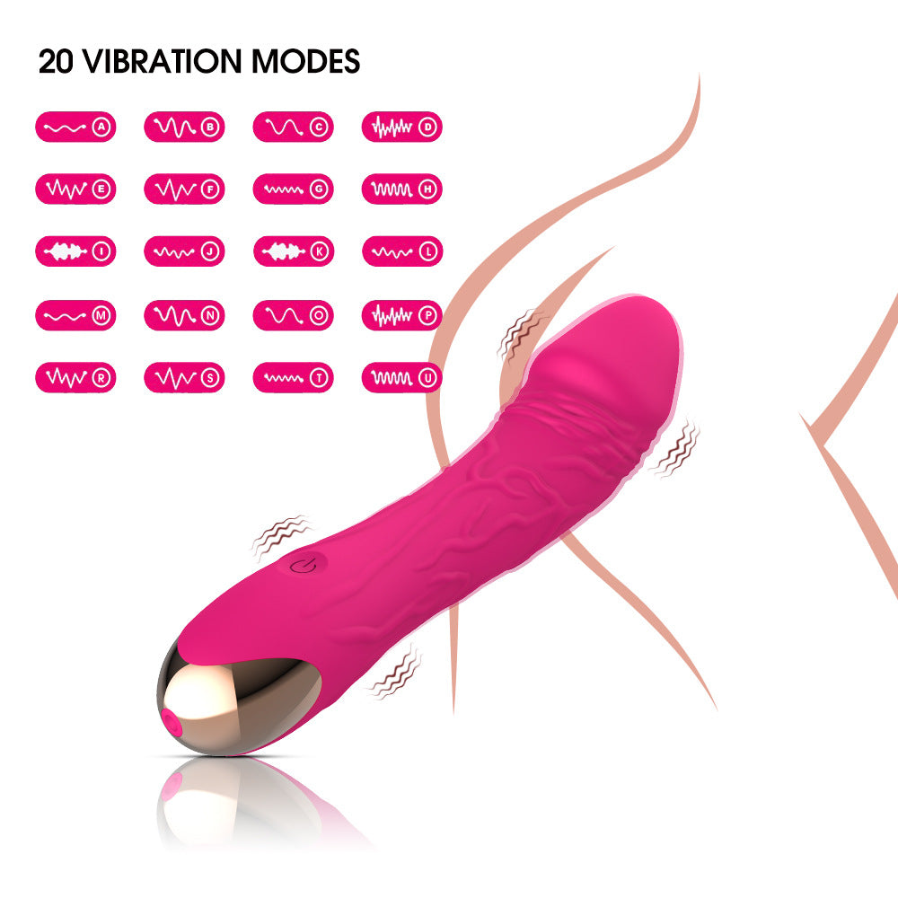 Dark Red Intense Pleasure G-Spot Vibrator - 20 Speed Rechargeable Silicone Wand with Magnetic Charging