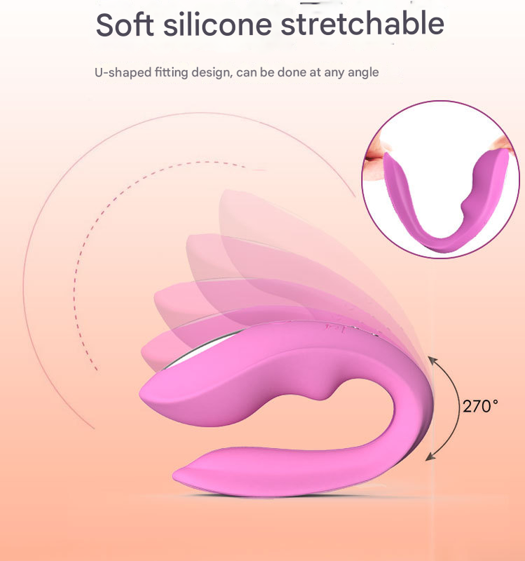 Purple BlissLink U-Shaped Wearable Couple's Vibrator with Remote - 12 Modes for Shared Intimacy & Solo Fun