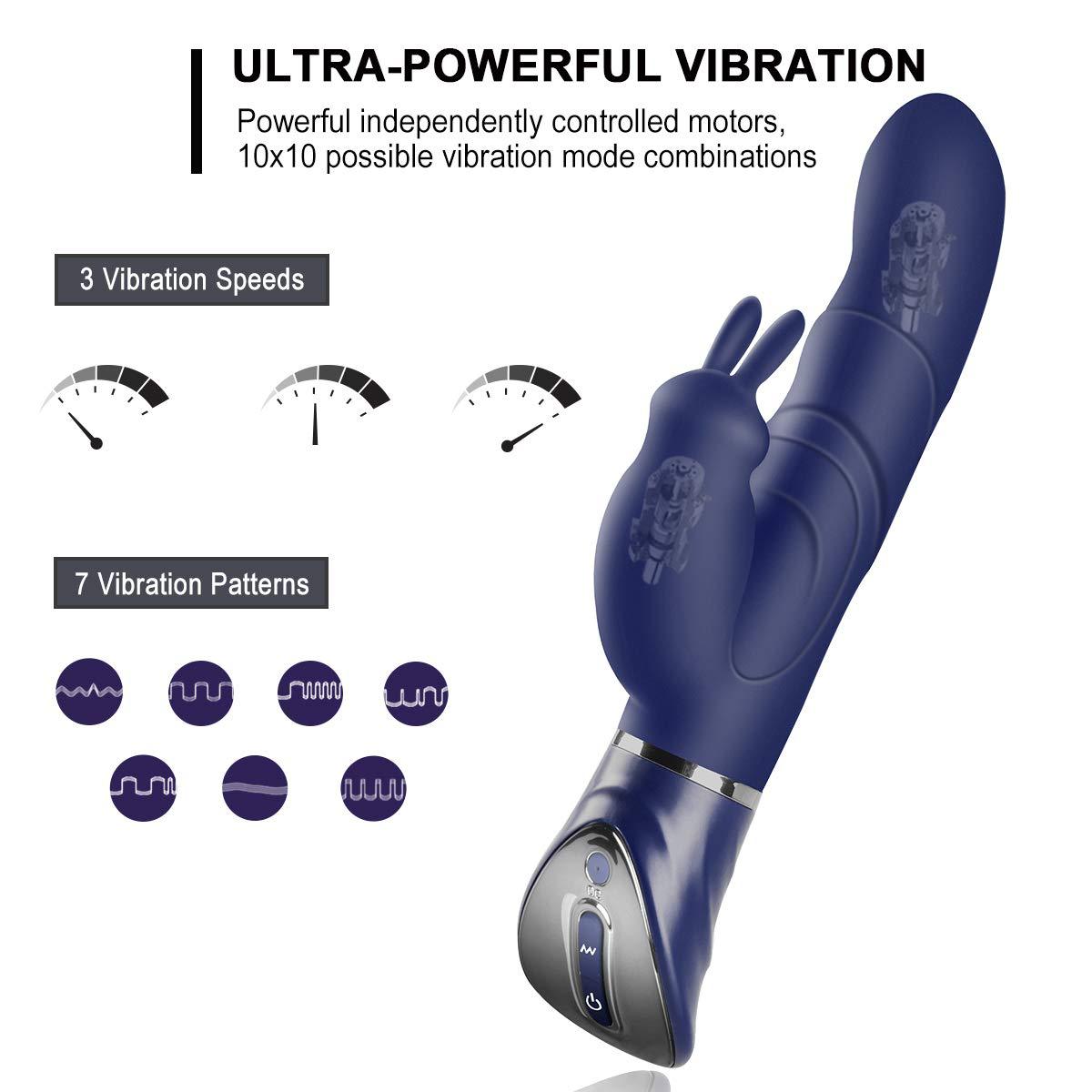 Blue Dual-Action Rabbit Vibrator - Female Pleasure Toy (USB Rechargeable)