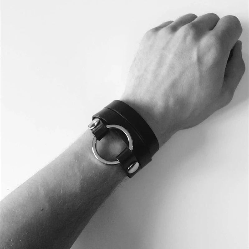 Fetish Men Harness Japanese Harajuku Gothic Punk Style Accessories Male PU Leather Armband Bracelet Choker Halloween Necklace