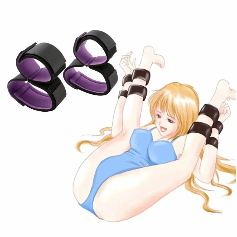 Adult SM Sex Restraint Handcuffs Slave Tools Bdsm No Vibrators Sexy Wrist To Ankle Cuffs Open Leg Hand Toys Bondage For Couples
