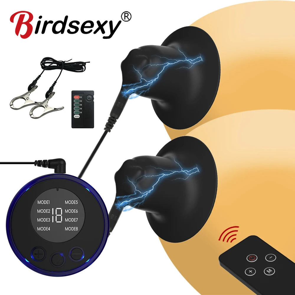 Electric Shock Nipple Clamps Breast Massager Stimulator BDSM Toys Bondage Clitoris Labia Clamp Slave Sex Toys Women Adult Games