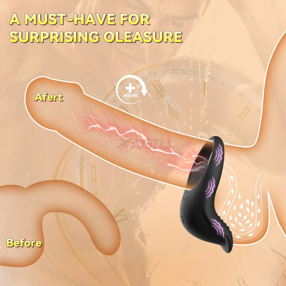 APP Control Vibrating Cock Ring for Men Ejaculation Delay Penis Ring Chastity Cage Clit Stimulator Adult Sex Toy for Couples