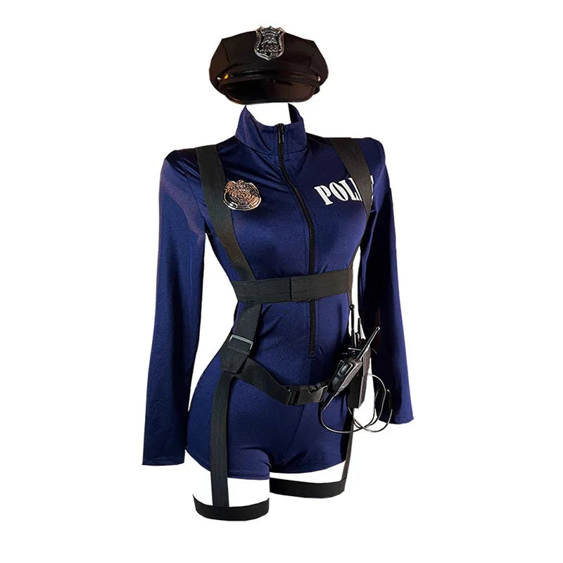 Hot Sexy Police Roleplay Uniform Woman Sexy Lingerie Erotic Bodysuit Cop Cosplay Costume Fantasy Bodycon Outfits Sexy Game Set