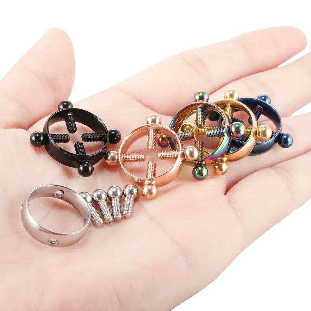 Women Stainless Steel Breast Ring Nipple Clamp Clip with Jewelry Fetish Fake Nipple Piercing Exotic Sex Shop Clearance Wholesale