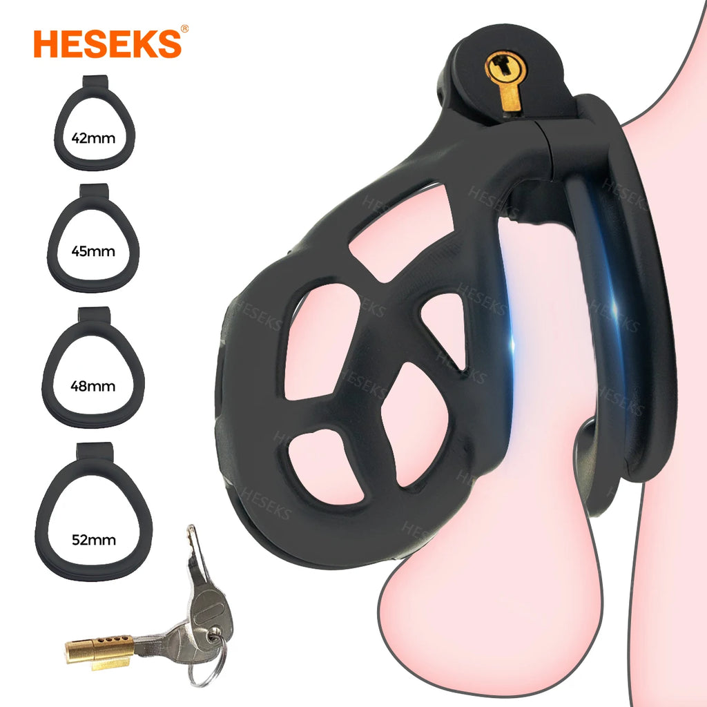 HESEKS Male Chastity Cage Sex Toys Sissy Femboy beginner flat chastity cage belt Cock Cage man lock Penis Rings Men Adult Goods