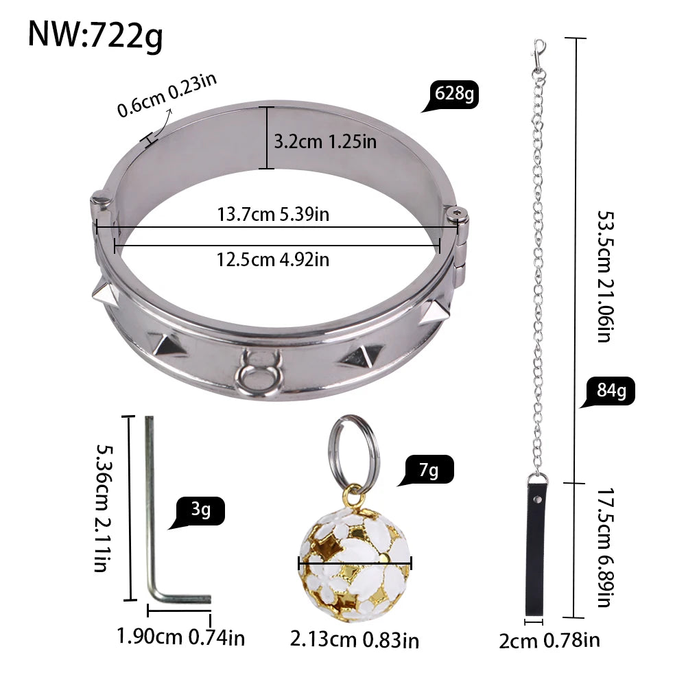 LEZEE Stainless Steel Choker Necklace Pendant Collar Adult Pleasure Man Women Goth Punk Chain Sexy Chockers Bondage BDSM Sex Toy