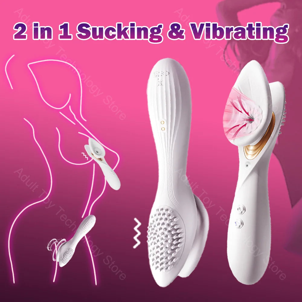 2in1 Powerful Sucking Vibrating Toy for Women, Female Clitoris Nipples Stimulator, Vaginal Vibrator, Clit Sucker, Adult Sex Toys