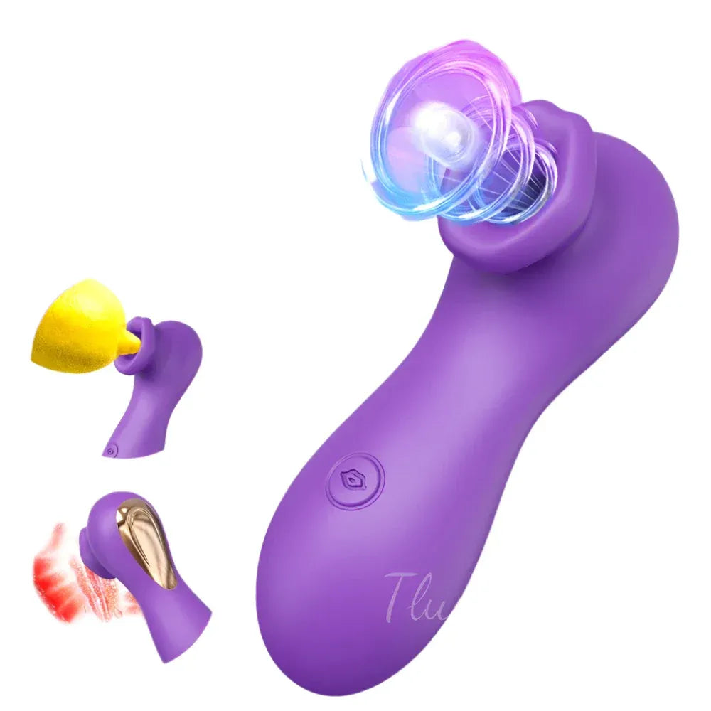 Female Clit Sucker Vibrator Vacuum Nipple Stimulator for Couples - Purple