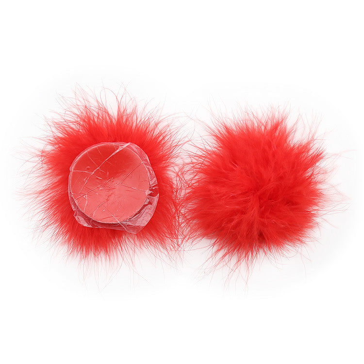 7-Piece Lace & Feather Playful Lingerie Accessory Set - Cuffs, G-String, Tickler &Nipple stickers(red)