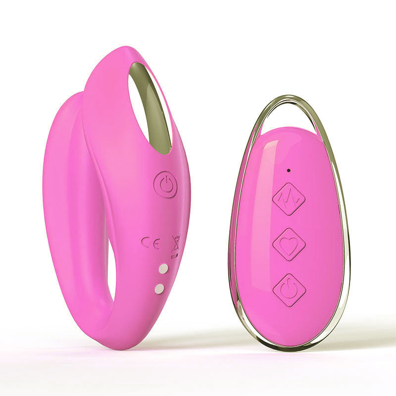 Pink BlissLink U-Shaped Wearable Couple's Vibrator with Remote - 12 Modes for Shared Intimacy & Solo Fun