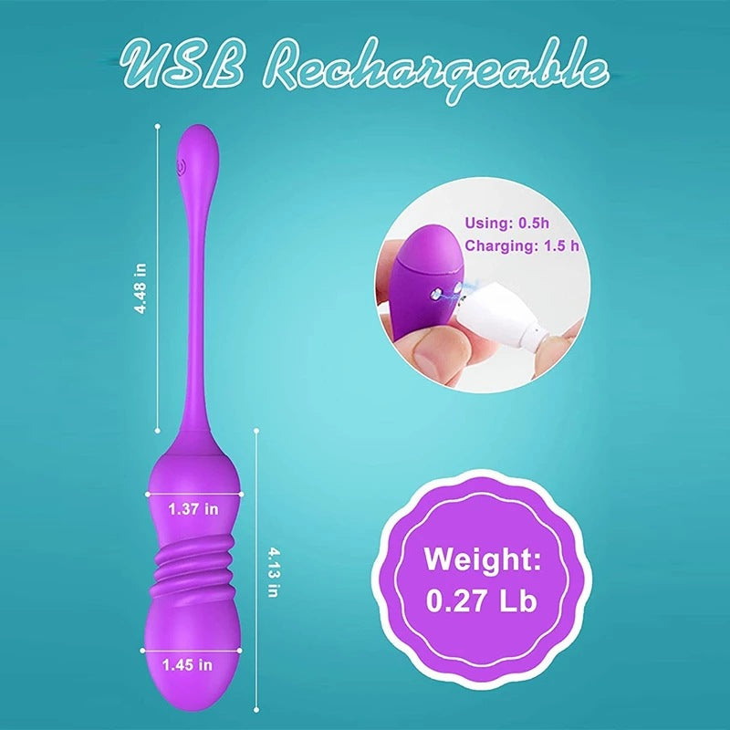 Red  ThrustWave Remote Control Vibrating & Telescopic Pleasure Egg - 12 Vibe & 3 Thrust Modes, Wearable Fun